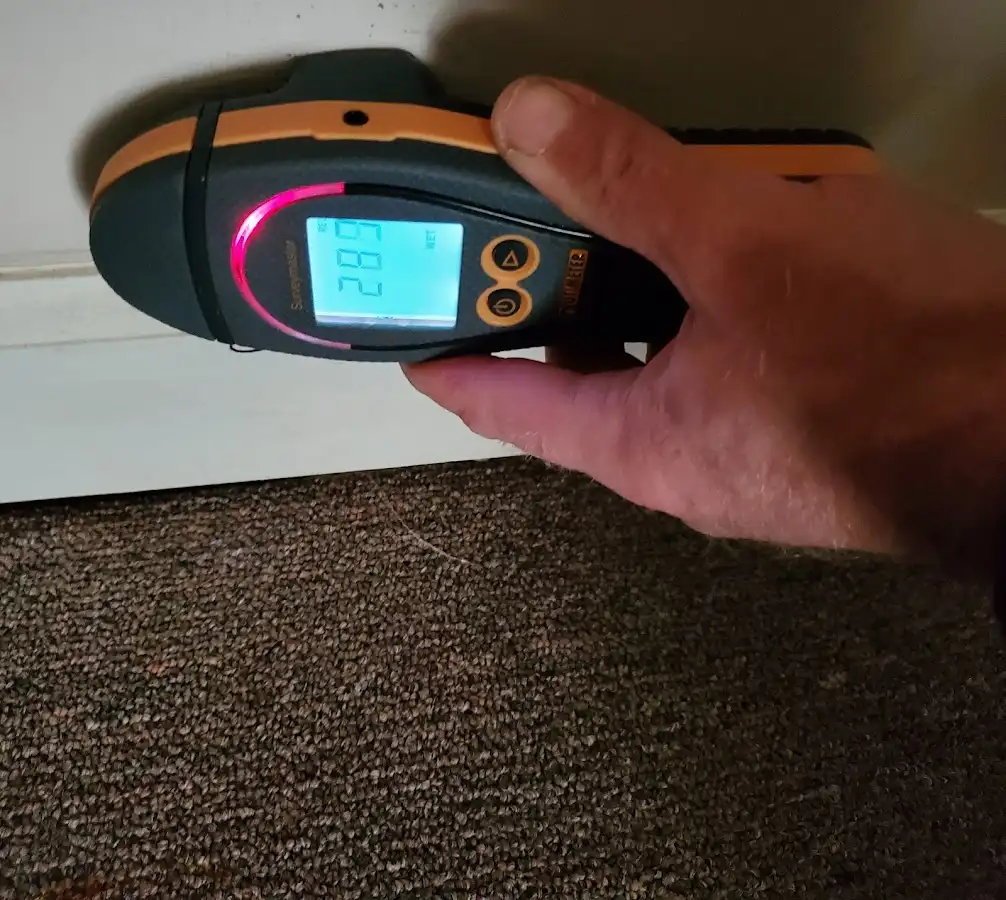 Moisture detection at baseboard during Sewage Cleanup & Sanitation in Earlimart